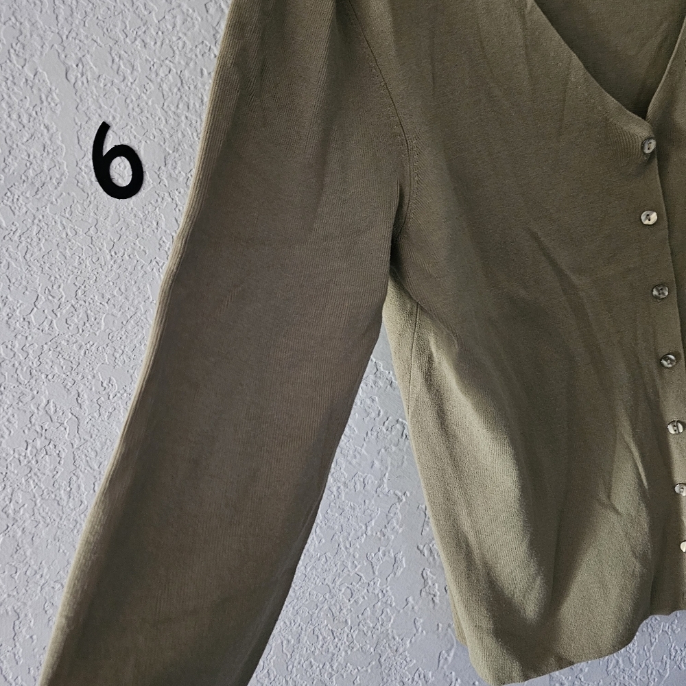 Cable And Gauge Cardigan Button Up Women Sz 1x Long Sleeve Shirt Brown Crew - Picture 5 of 7